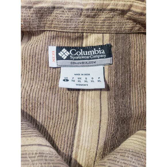 Columbia Casual Button-up Shirt Women's Size Large Striped Floral Long Sleeve - Picture 8 of 11